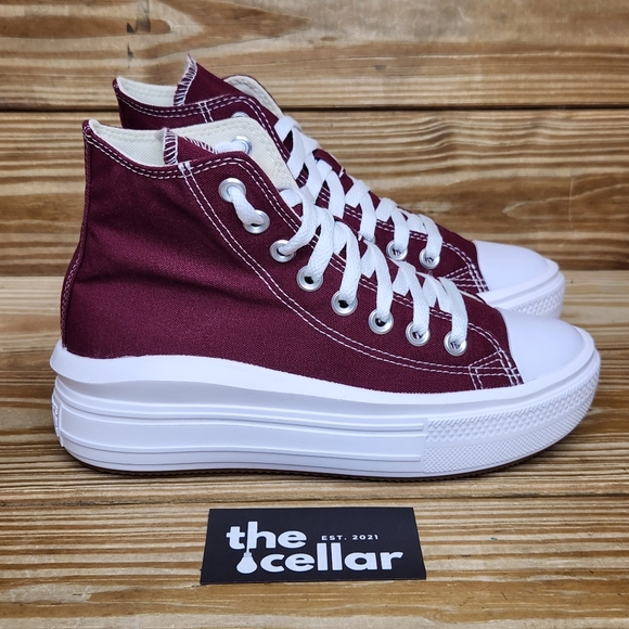 Converse Shoes - Converse Womens 7 CTAS Move HI Maroon / White Platform Lace Up Sneakers
